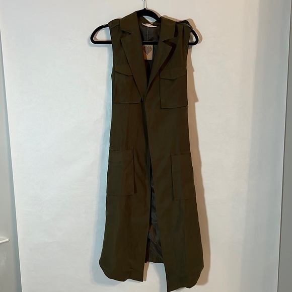 Boutique.American Threads Duster Cardigan. Olive. - Picture 1 of 6